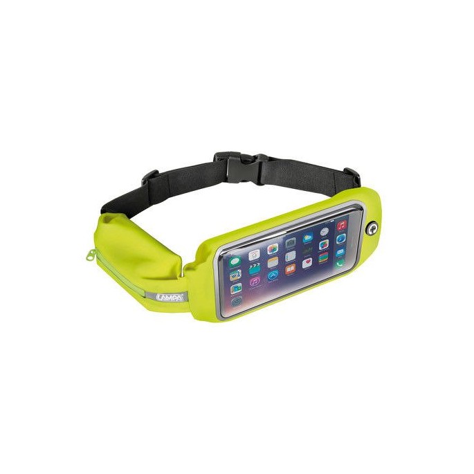 P16161 Sport Pouch Plus, dual pocket sport band pouch case with window - Neon Yellow