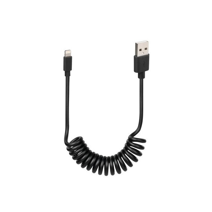 38701 Spring cable Usb  Apple 8 Pin - 100 cm – Black