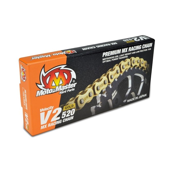 MOTO-MASTER ŁAŃCUCH V2-428G MX RACING GOLD CHAIN REGULAR KOLOR ZŁOTY (130 OGNIW, ZAPINKA W ZESTAWIE)