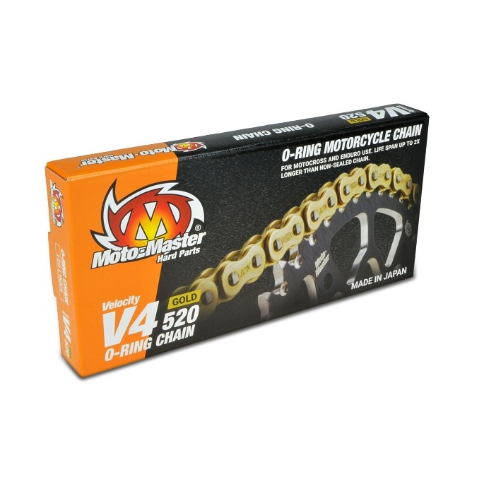 MOTO-MASTER ŁAŃCUCH V4-520G O-RING GOLD CHAIN ŁAŃCUCH KOLOR ZŁOTY (120 OGNIW, ZAPINKA W ZESTAWIE)