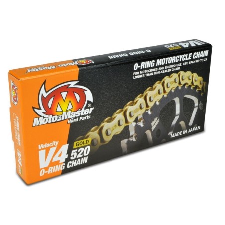 MOTO-MASTER ŁAŃCUCH V4-520G O-RING GOLD CHAIN ŁAŃCUCH KOLOR ZŁOTY (120 OGNIW, ZAPINKA W ZESTAWIE)