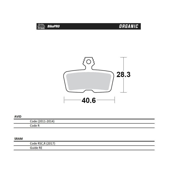 MOTO-MASTER BIKE PRO KLOCKI HAMULCOWE ROWEROWE ORGANICZNE PASUJE DO AVID CODE (2011-2014) CODE R, SRAM CODE RSC / R (2017), GUID