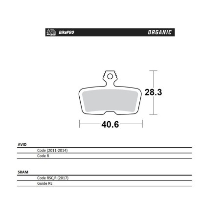 MOTO-MASTER BIKE PRO KLOCKI HAMULCOWE ROWEROWE ORGANICZNE PASUJE DO AVID CODE (2011-2014) CODE R, SRAM CODE RSC / R (2017), GUID