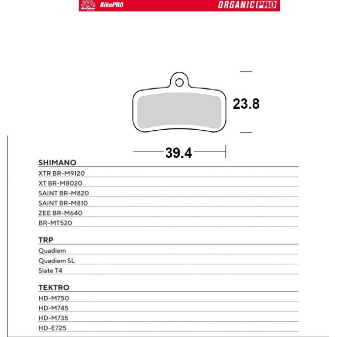 MOTO-MASTER BIKE PRO KLOCKI HAMULCOWE ROWEROWE ORGANICZNE PRO PASUJE DO SHIMANO XTR BR-M9120, XT BR-M8020, SAINT BR-M820, SAINT 