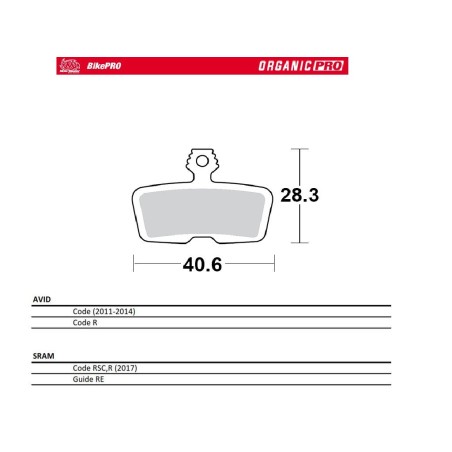 MOTO-MASTER BIKE PRO KLOCKI HAMULCOWE ROWEROWE ORGANICZNE PRO PASUJE DO AVID CODE (2011-2014) CODE R, SRAM CODE RSC / R (2017), 