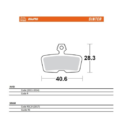 MOTO-MASTER BIKE PRO KLOCKI HAMULCOWE ROWEROWE SINTER METALICZNE PASUJE DO AVID CODE (2011-2014) CODE R, SRAM CODE RSC / R (2017