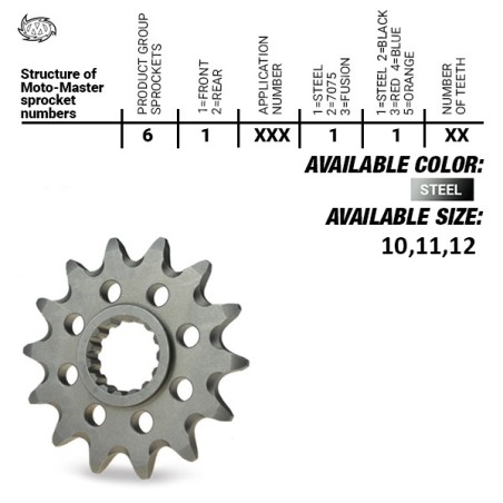 MOTO-MASTER ZĘBATKA PRZEDNIA 2240 10 (224010) KTM SX 50/SX 50 MINI '02- , SX-E5 E-BIKE '19-, GASGAS MC 50 MC-E E-BIKE 21-, HU