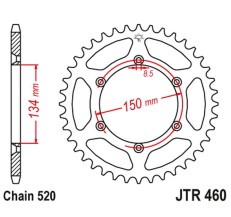 JT ZĘBATKA TYLNA 489 47 ALUMINIOWA RACELITE KAWASAKI KX/KXF '84-20 (48947JT) (ŁAŃC. 520) KOLOR CZARNY