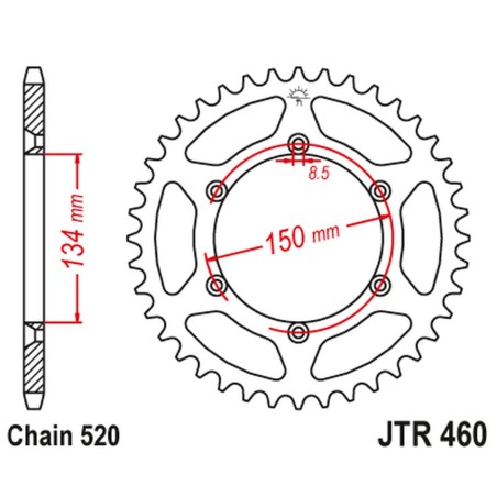 JT ZĘBATKA TYLNA 489 47 ALUMINIOWA RACELITE KAWASAKI KX/KXF '84-20 (48947JT) (ŁAŃC. 520) KOLOR CZARNY