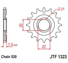 JT ZĘBATKA PRZEDNIA 2120 12 HONDA CR 125R '04-'07, CRF 250R/X '04-'17 (212012JT) (ŁAŃC. 520)