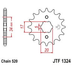JT ZĘBATKA PRZEDNIA 2060 13 HONDA CRF 230 '03-15' TRX 200 SX FOUTRAX '86-88' '90-97' (206013JT) (ŁAŃC. 520)