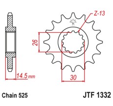 JT ZĘBATKA PRZEDNIA 2047 14 HONDA CB 750F2 '92-'00 (204714JT) (ŁAŃC. 525)