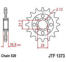 JT ZĘBATKA PRZEDNIA 2042 16 HONDA NC 750X/S/DCT '14-'15, INTEGRA 750 DCT '14-'15 (204216JT) (ŁAŃC. 520)
