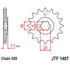 JT ZĘBATKA PRZEDNIA 422 10 KAWASAKI KSF/KXF 80 '03-06', SUZUKI LT 80 '89-06' (42210JT) (ŁAŃC. 520)