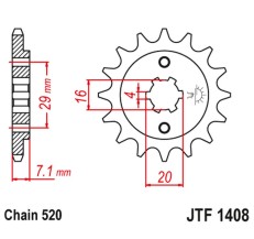 JT ZĘBATKA PRZEDNIA 422 15 SUZUKI RV200 VAN VAN '15-19',TSR200 (TS) '90-92' (42215JT) (ŁAŃC. 520)