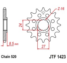 JT ZĘBATKA PRZEDNIA 2192 17 SUZUKI GSXR 1000 '09-16' (219217JT) (ŁAŃC. 520) KONWERSJA