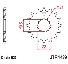 JT ZĘBATKA PRZEDNIA 4103 15 SUZUKI LT 160 '89-'01, LT 230 '86-'93 (410315JT) (ŁAŃC. 520)