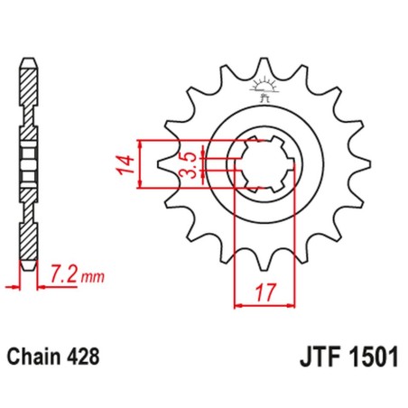 JT ZĘBATKA PRZEDNIA 2054 14 KAWASAKI KLT/KLF 110 '84-88', KLX 140 '08-20' (205414JT) (ŁAŃC. 428)