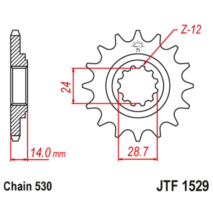 JT ZĘBATKA PRZEDNIA 2077 17 KAWASAKI ZRX 1100/1200 '97-06 (207717JT) (ŁAŃC. 530)