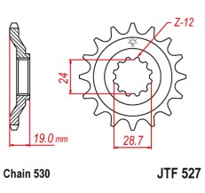 JT ZĘBATKA PRZEDNIA 532 17 KAWASAKI ZX10 '88-90' (ZX 1000 B1-B3) (53217JT) (ŁAŃC. 530)