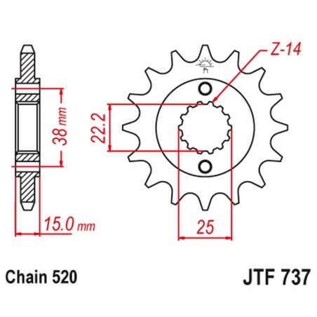 JT ZĘBATKA PRZEDNIA 7001 14 DUCATI 907 PASO SPORTS '90-'93 (700114JT) (ŁAŃC. 520)