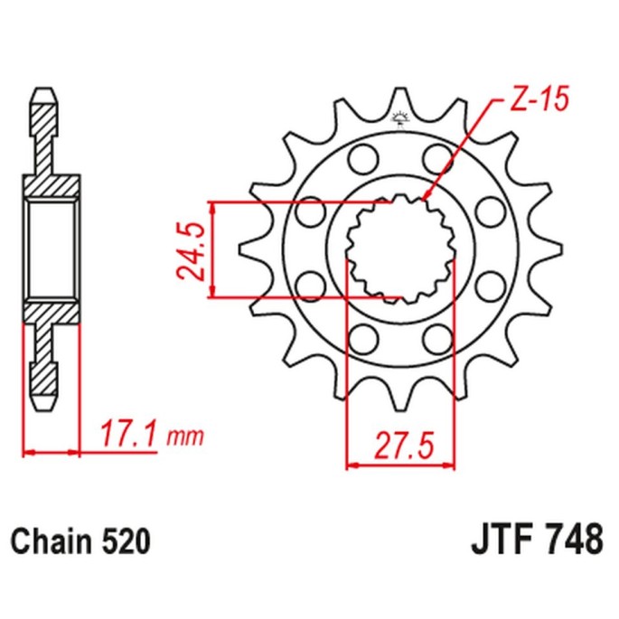 JT ZĘBATKA PRZEDNIA 4444 14 DUCATI PANIGALE 899/959 14-18 (444414JT) (ŁAŃC. 520)