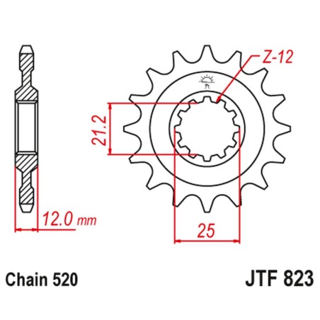 JT ZĘBATKA PRZEDNIA 823 15 HUSQVARNA / HUSABERG (82315JT) (ŁAŃC. 520)