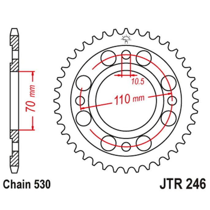 JT ZĘBATKA TYLNA 246 41 HONDA CB 250 N '78-'82 (24641JT) (ŁAŃC.530)