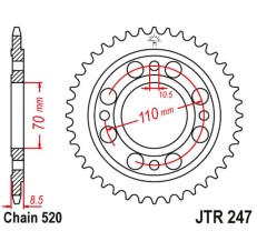 JT ZĘBATKA TYLNA 247 35 HONDA CB/CBX 250 '78-84', CB 400 N/T '81-83' (24735JT) (ŁAŃC.520)