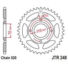 JT ZĘBATKA TYLNA 281 44 HONDA CB 250 RSA '80-83' (28144JT) (ŁAŃC520)