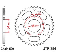 JT ZĘBATKA TYLNA 254 43 HONDA CBF 250 '04-'07 (25443JT) (ŁAŃC. 520)