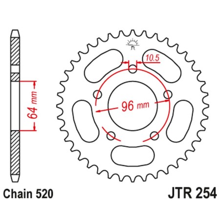 JT ZĘBATKA TYLNA 254 43 HONDA CBF 250 '04-'07 (25443JT) (ŁAŃC. 520)