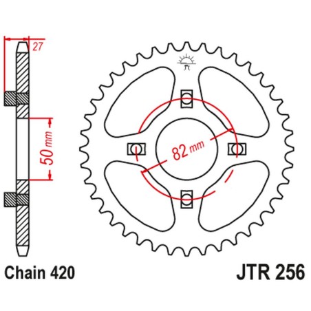 JT ZĘBATKA TYLNA 261 36 HONDA ATC/TRX 70 '82-87' XL/XR 75/80 '74-84' (26136JT) (ŁAŃC.420)