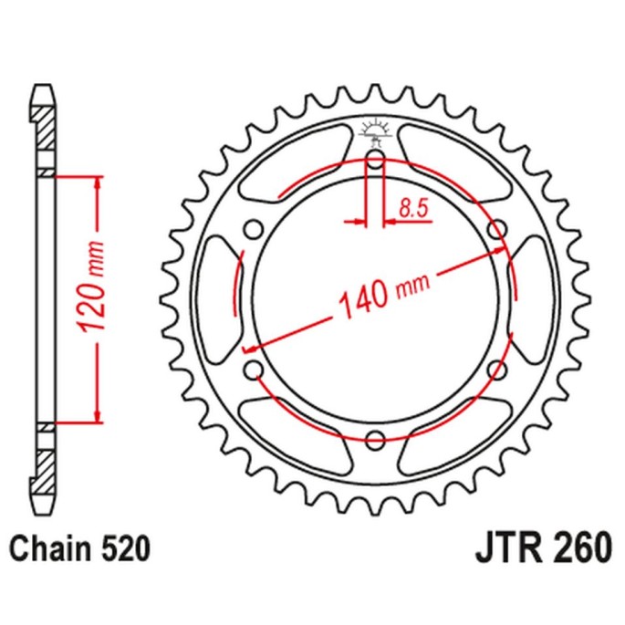 JT ZĘBATKA TYLNA 260 40 HONDA XL250 R '84-87' (ND11) (26040JT) (ŁAŃC.520) (+2)