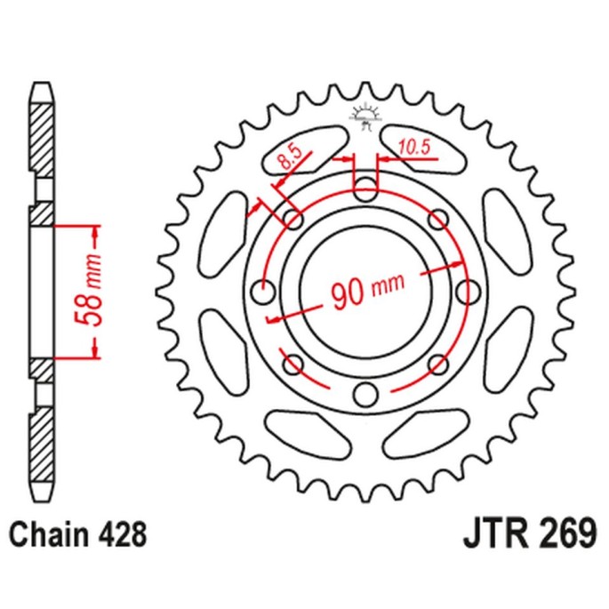 JT ZĘBATKA TYLNA 269 34 HONDA CG 125 '02-'05, CM 125 '82-'97, CB 125T '82-'88, DAELIM VC 125 '96-'99 (26934JT) (ŁAŃC.