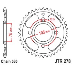 JT ZĘBATKA TYLNA 278 34 HONDA CB 250 '73-77',CJ 250 '76-79', CB 360/400 '75-79' (27834JT) (ŁAŃC.530)