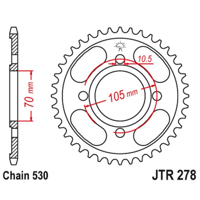 JT ZĘBATKA TYLNA 278 34 HONDA CB 250 '73-77',CJ 250 '76-79', CB 360/400 '75-79' (27834JT) (ŁAŃC.530)