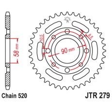 JT ZĘBATKA TYLNA 279 32 HONDA CB 250 TWO FIFTY, NIGHTHAWK '92-'02, CMX250 REBEL (27932JT) (ŁAŃC. 520)