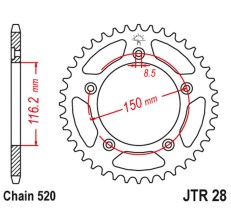 JT ZĘBATKA TYLNA 4329 42 APRILIA RS 250 '95-04' (432942JT) (ŁAŃC.520)