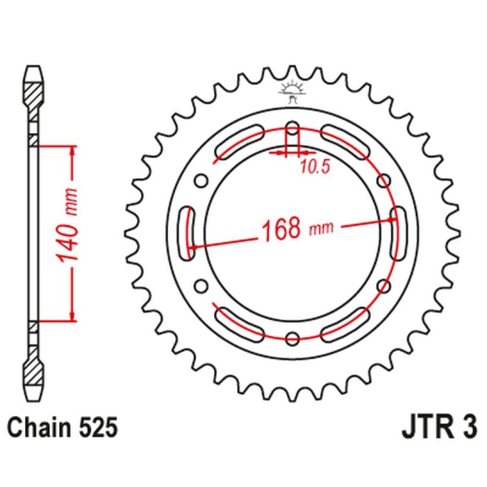 JT ZĘBATKA TYLNA 4613 41 BMW F 650 GS '09-'12, F800GS 08-18 (-1) (461341JT) (ŁAŃC. 525) CZARNA