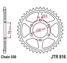JT ZĘBATKA TYLNA 816 52 SUZUKI GSX 1100F '88-96 KONWERSJA (81652JT) (ŁAŃC. 530)