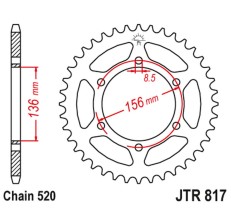 JT ZĘBATKA TYLNA 830 46 DERBI 659 MULHACEN '07-12, SUZUKI RGV/TV 250 '89-90 (83046JT) (ŁAŃC. 630)