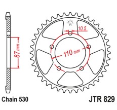 JT ZĘBATKA TYLNA 824 45 SUZUKI GSX 600F '92-97, GSX 750F '99-06, GSXR 750 '88-90 (82445JT) (ŁAŃC. 530) KOLOR CZARNY