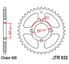 JT ZĘBATKA TYLNA 832 38 YAMAHA DT 50 '86-88, DT 50R '91-96 (83238JT) (ŁAŃC. 420)