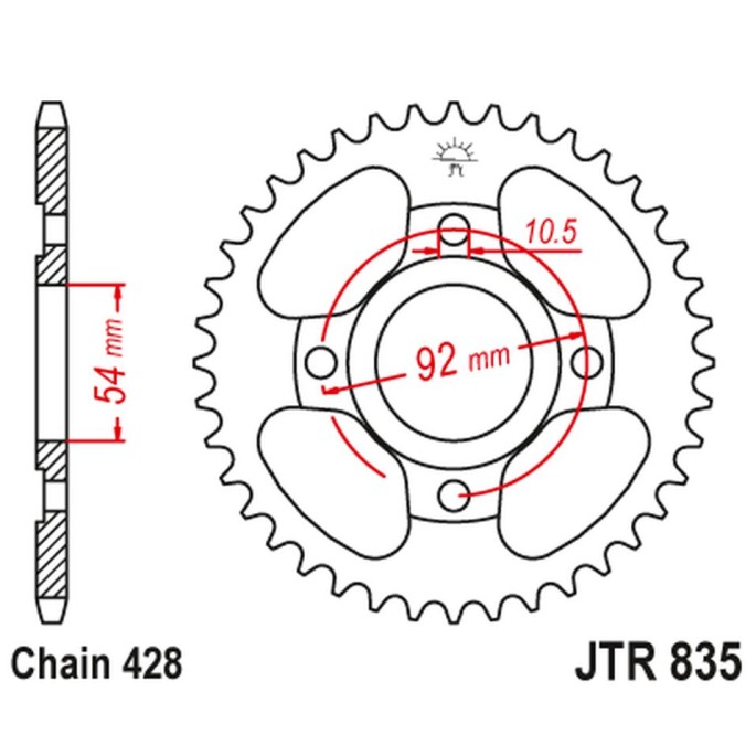 JT ZĘBATKA TYLNA 843 49 YAMAHA SR 125 '82-03 (84349JT) (ŁAŃC. 428)