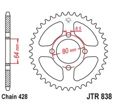 JT ZĘBATKA TYLNA 838 35 YAMAHA RS 125 '75, (83835JT) (ŁAŃC. 428)