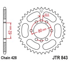 JT ZĘBATKA TYLNA 843 45 YAMAHA DT 80LC '83-84 (-3), DT 125 LC (-4), SR 125 '80-'94 (-4) (84345JT) (ŁAŃC. 428)