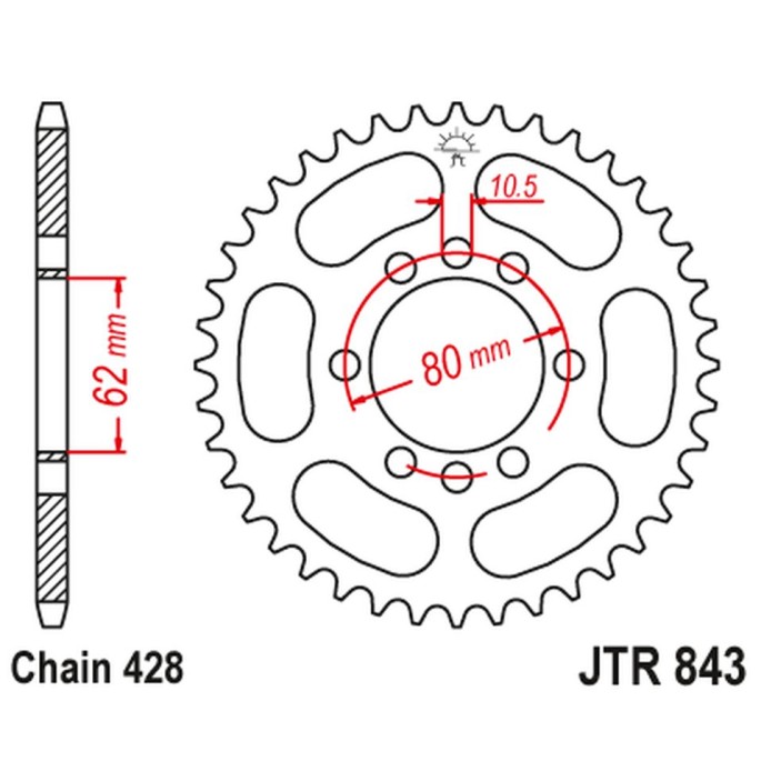 JT ZĘBATKA TYLNA 843 45 YAMAHA DT 80LC '83-84 (-3), DT 125 LC (-4), SR 125 '80-'94 (-4) (84345JT) (ŁAŃC. 428)