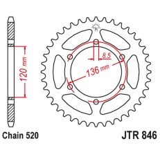 JT ZĘBATKA TYLNA 859 41 YAMAHA RZ 250 '86-92, SRX 400 (85941JT) (ŁAŃC. 520) NA ZAMÓWIENIE