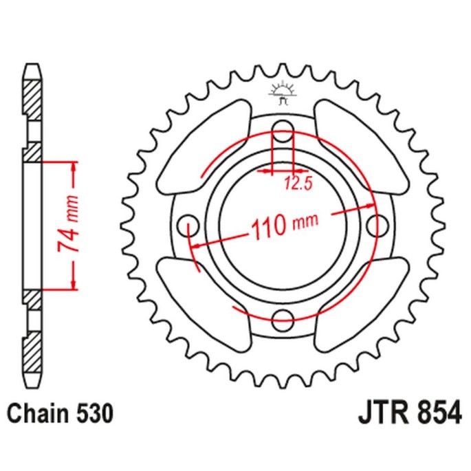 JT ZĘBATKA TYLNA 854 41 YAMAHA XS 250 '80-82, XS 500 '78-80 (85441JT) (ŁAŃC. 530)